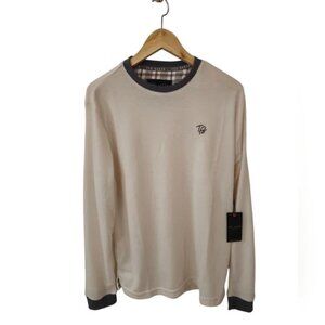 NWT Ted Baker London Top Brown Blue Micro Waffle Knit Mens Size M Long Sleeves